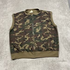 VTG Sears Fieldmaster Camouflage Camo Green Woodland Hunting Vest 3XL 70s